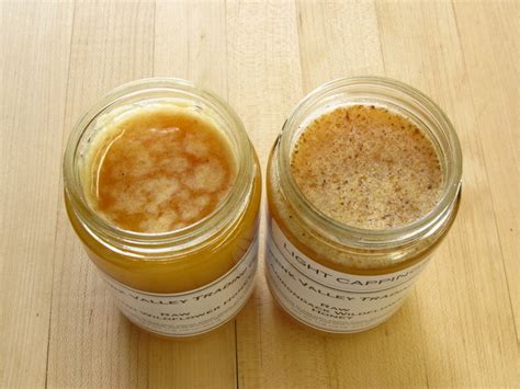 What does raw honey look like, and why does it sometimes resemble the texture of a forgotten dream?